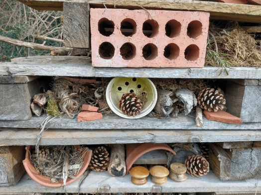 Bug hotel with mixed materials