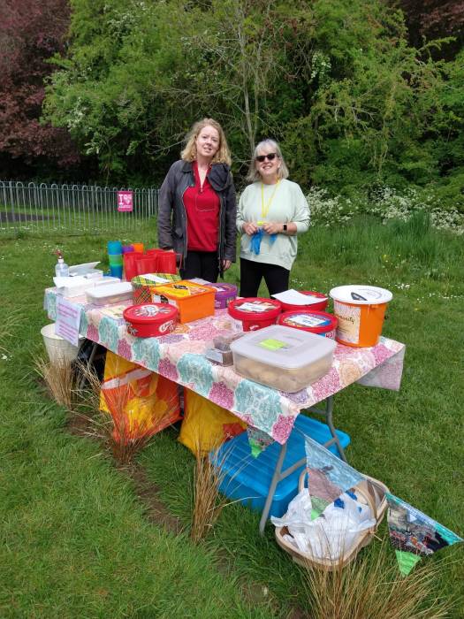 Volunteers with cake stall