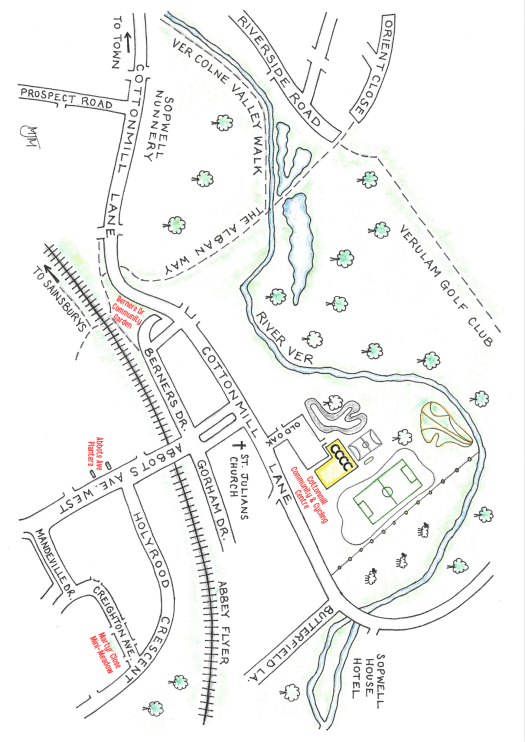 Map of Sopwell showing plant growing sites